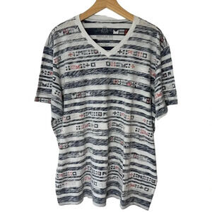American Rag XXL red‎ white & blue nautical print v-neck T-shirt